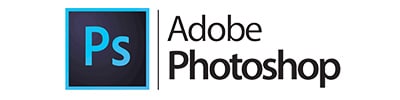 Adobe Photoshop logo (blue Ps icon with turquoise border) and the text 'Adobe Photoshop'