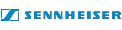 Sennheiser logo: blue square icon with a stylized S and the word SENNHEISER in blue text.