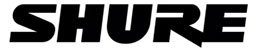 Shure logo wordmark in bold black letters